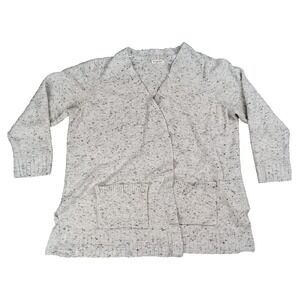 Margeaux & Ellie Women 1X Heather Gray Speckled Knit Open Front Cardigan Pockets